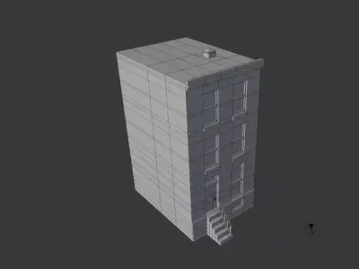 PBR Row House Low-poly 3D model