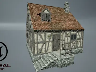 Medieval House 08 Game Ready Low-poly 3D model