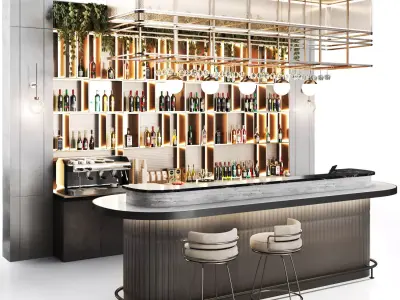 Cafe Restaurant bar 011 Low-poly 3D model