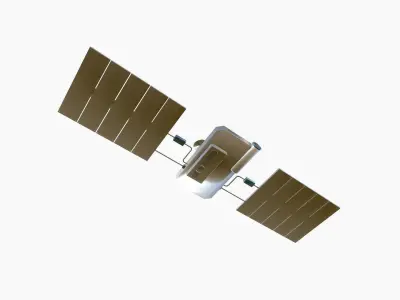 Satellite I03 White Blue - SciFi Space Design Low-poly 3D model