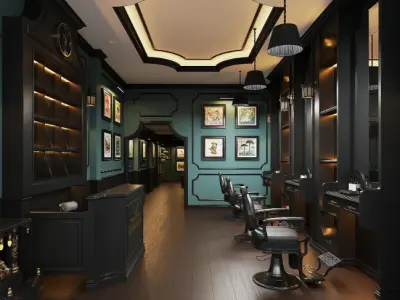 Barbershop Interior Model 3D model
