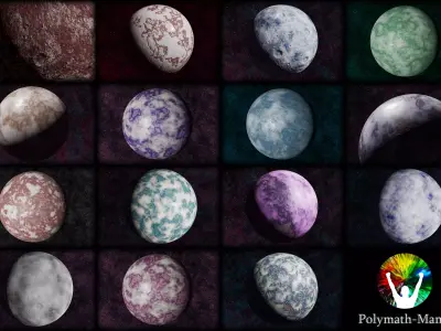 Planet collection 2 rocky and icy moons and planets 3D Model Pack