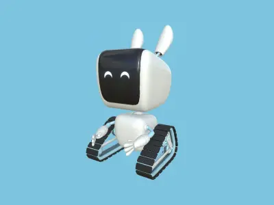 Cute Robot 01 - White 04 Faces - Character Design Fashion Low-poly 3D model