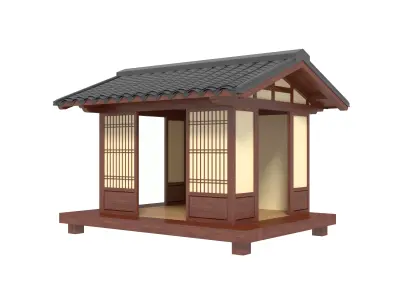 Japanese Wooden gazebo 3D model
