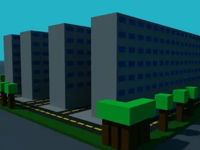Mini city Low-poly 3D model
