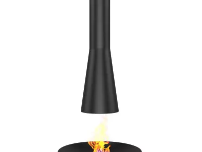 Round Floor Fireplace 3D model