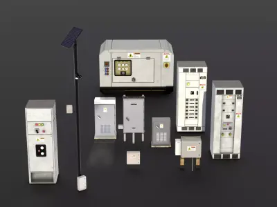 Electrical Box Set Low-poly 3D model