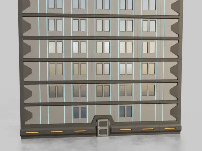 Sci-Fi High Rise Building Set Low-poly 3D model