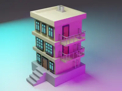 Simple High Rise Low-poly 3D model