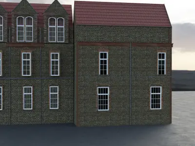 School brick building 3D model
