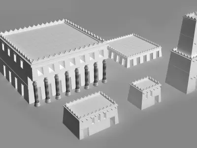 Persian Historical Buildings Low-poly 3D model