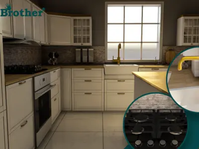 Modern Kitchen 3D model ready for Rendering 3D model