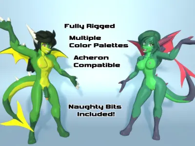 Acheron Drake Nude Low-poly 3D model