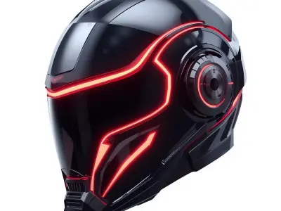 Cyber-Synthetic Interceptor Helmet 3D Model Low-poly 3D model