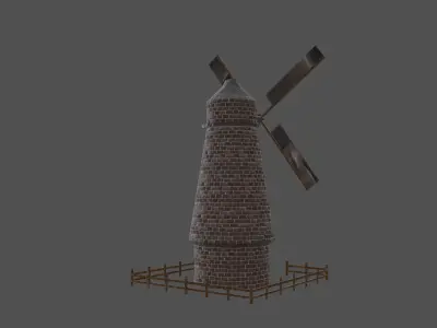 stylized flour mill Low-poly 3D model