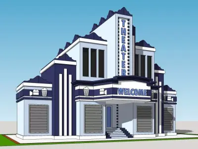 Theater 3D model building Low-poly 3D model