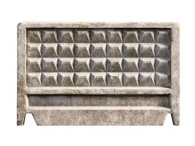 Old modular soviet damaged concrete wall fence with pillars da1 Low-poly 3D model