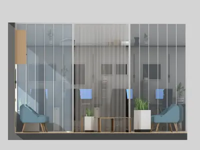 Modern low-poly office interior Low-poly 3D model