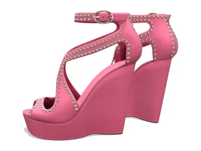 Timeless Studded Wedges Heel Shoes Low-poly 3D model