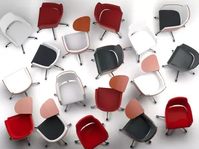 M - two office chairs with wheels and seat 3D model