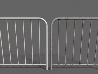 PBR Pedestrian Guard Rail White V2 Low-poly 3D model