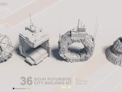 36 SCI-FI BUILDINGS CITY KIT vol 10 3D model