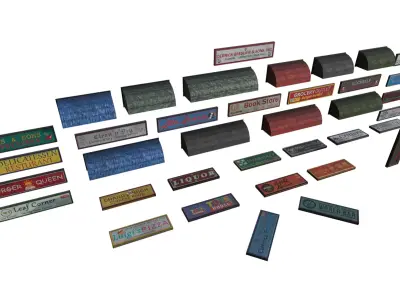 Shop Signs Pack Low-poly 3D model