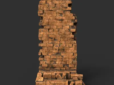 Low poly Ruin Medieval Construction 200604 B Low-poly 3D model