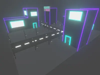 Neon city Low-poly 3D model