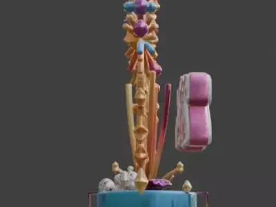 Stylized 2026 New Year Celebration 3D Sculpture Low-poly 3D model