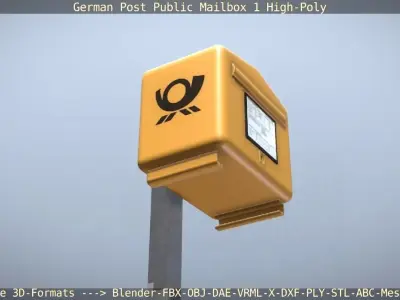 German Post Public Mailbox 1 High-Poly Version  3D model