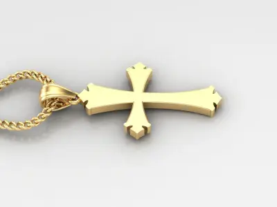 Light Gold 18K Cross Pendant 1CP008 3D print model