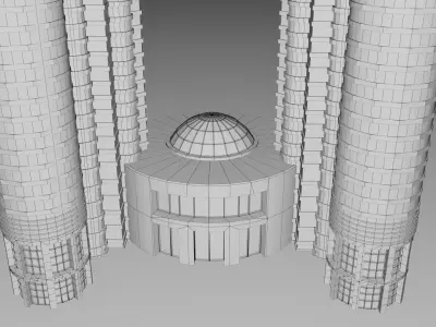 Center Petronas Twin Tower Low-poly 3D model