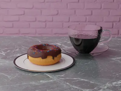 Donut with Cup coffee 3D model
