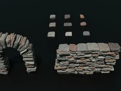cut boulder Low-poly 3D model
