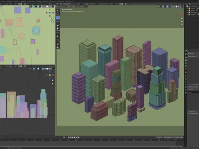 24 low poly buildings Low-poly 3D model