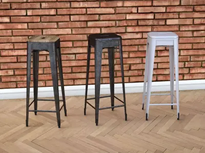 Industrial Stools Low-poly 3D model