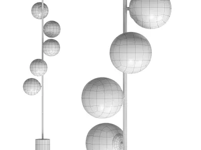 Brass Black Marble Floor Lamp 3D model