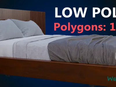 Bed Frame and Headboard Low-poly 3D model