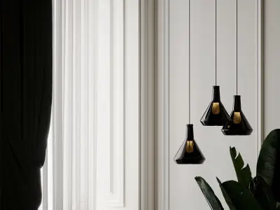 DROP TOP LAMP SHADE SET WITH PLUMEN 002 LED BULB 3D model