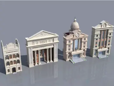 European classical and neoclassical style architecture 3D model