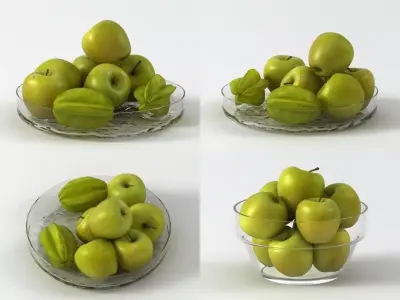 G apples in glass bowl 3D model