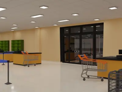 360 Supermarket Low-poly 3D model