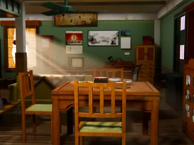 living room interior 3D model 8