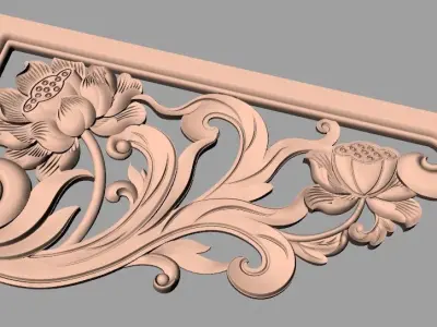 Furniture decorative corner flower 3D STL model for CNC E868 3D model