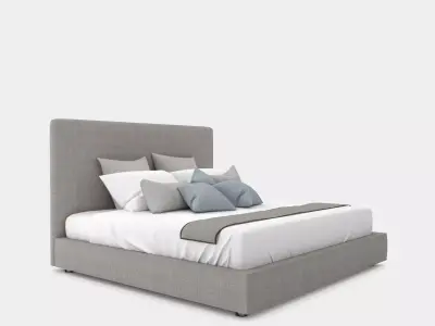 Modern double bed with a bed head 3D model