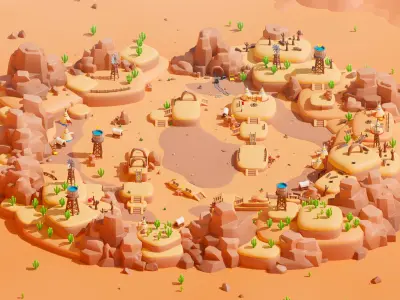 Western Low-poly 3D model