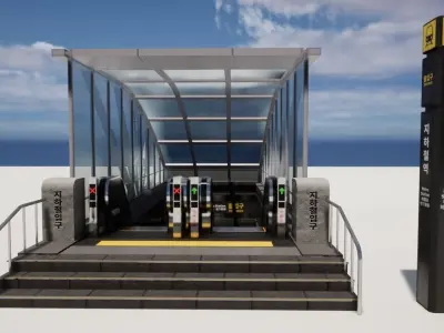 Korean Underground Metro Entrance 01 Low-poly 3D model