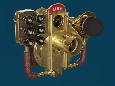 Retro vintage golden Live Stream Camera 3D model