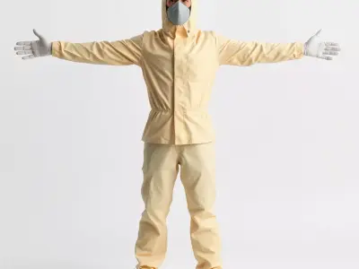 Beige Hazmat Suit model pack Low-poly 3D model